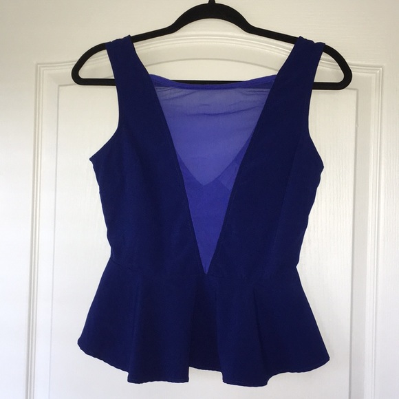 Solemio Tops - Solemio | peplum royal sheer cutout neckline top
